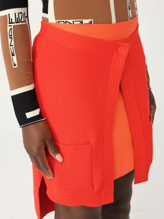  펜디 미디 스커트 FZQ736ARVC F0QG5 Orange - FENDI