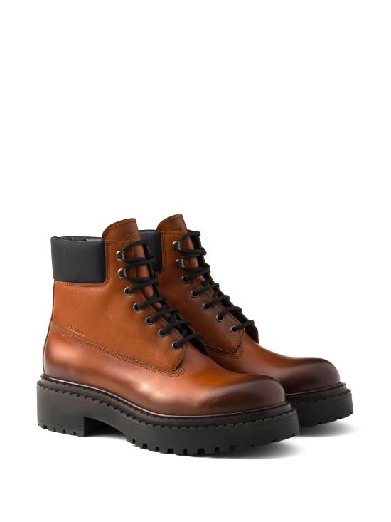  프라다 로고 레더 레이스업 부츠 2TE205FG0013G21 F0046 COGNAC - PRADA