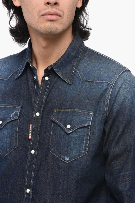  디스퀘어드2 데님 셔츠 S74DM0752 S30341 470 Blue - DSQUARED2
