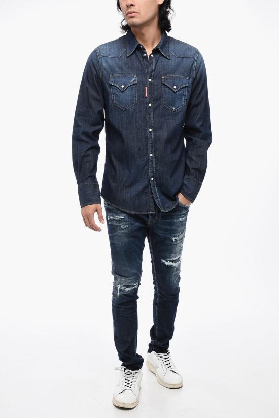  디스퀘어드2 데님 셔츠 S74DM0752 S30341 470 Blue - DSQUARED2