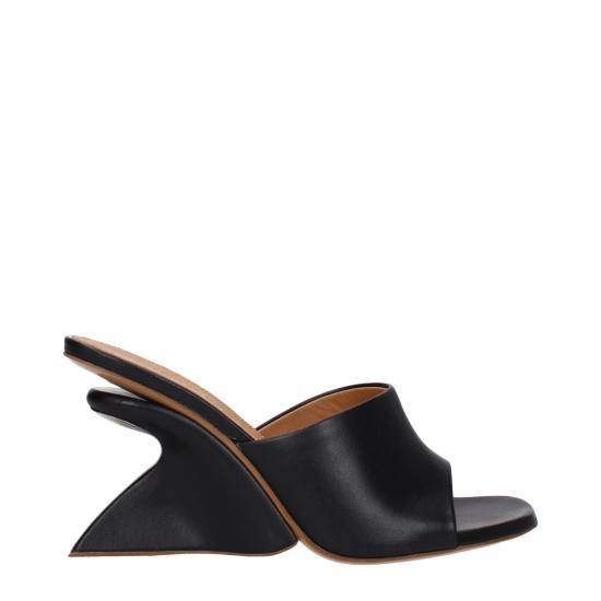 25SS 오프화이트 뮬/슬리퍼 OWIJ042LEA0011010