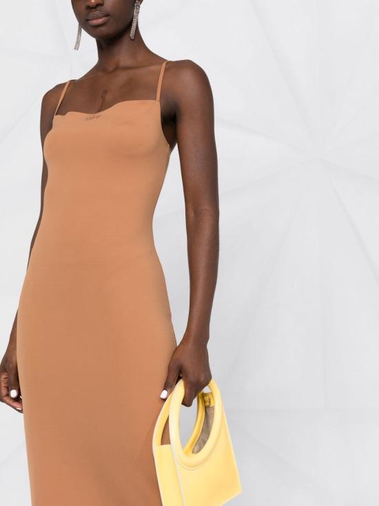  오프화이트 미디 원피스 OWDB371S22FAB001 6060 Brown - OFF WHITE