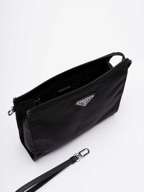  프라다 리나일론 앤 사피아노 레더 파우치 2NE7892DMHF0002 Black - PRADA