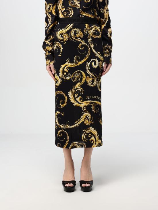 24FW 베르사체 미디 스커트 77HAE8B6JS358 G89 Black