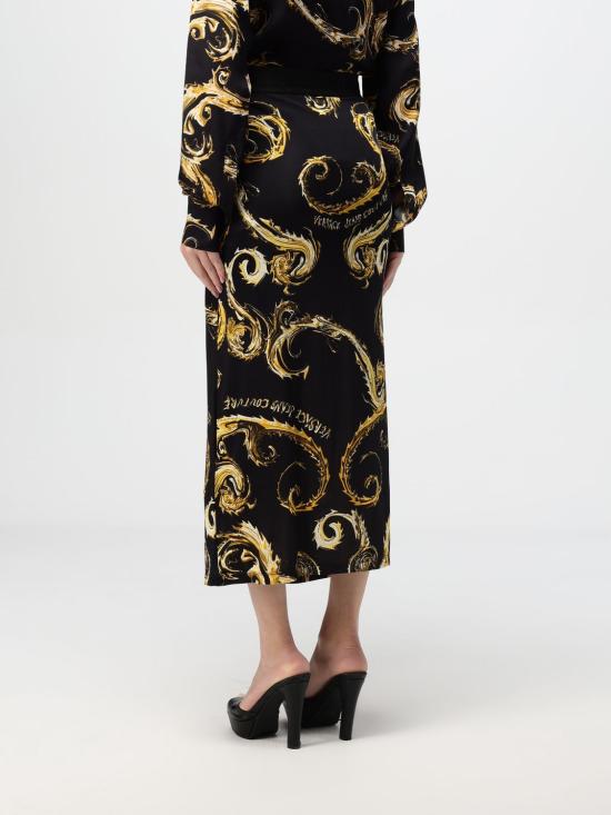 24FW 베르사체 미디 스커트 77HAE8B6JS358 G89 Black - VERSACE
