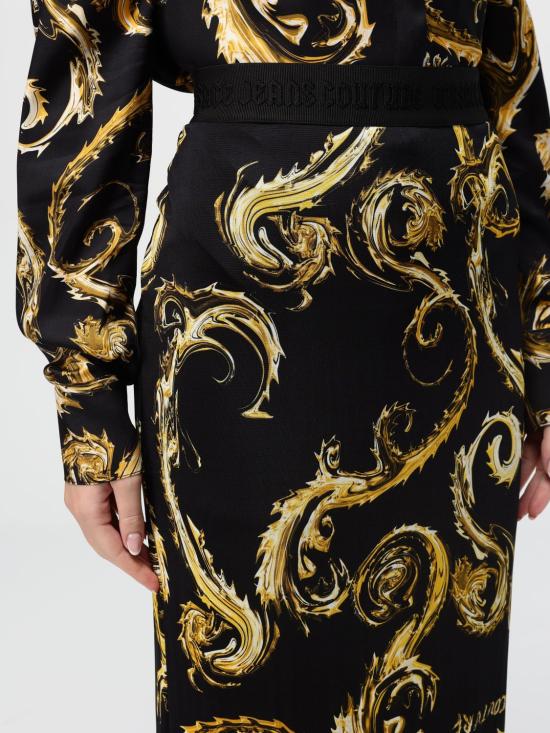 24FW 베르사체 미디 스커트 77HAE8B6JS358 G89 Black - VERSACE