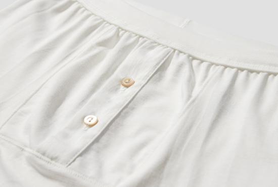 24FW MERZ B. SCHWANEN 팬티 255 남성용 루프휠 복서 버튼 플라이 - 7.2온스/평방 야드 화이트 - MERZ B. SCHWANEN