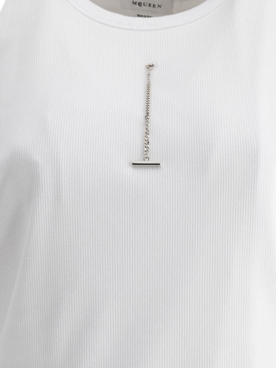 24FW 알렉산더 맥퀸 반팔 티셔츠 804191QLADW9000 White - ALEXANDER MCQUEEN