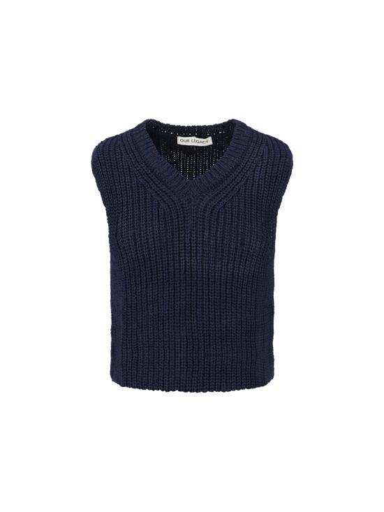  아워레가시 니트 베스트 M2233INCC NAVY CHUNKY COTTON RIB