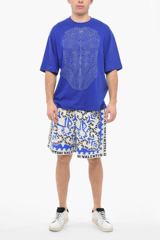  오프화이트 반팔 티셔츠 OMAA120S23JER020 6901 Blue - OFF WHITE