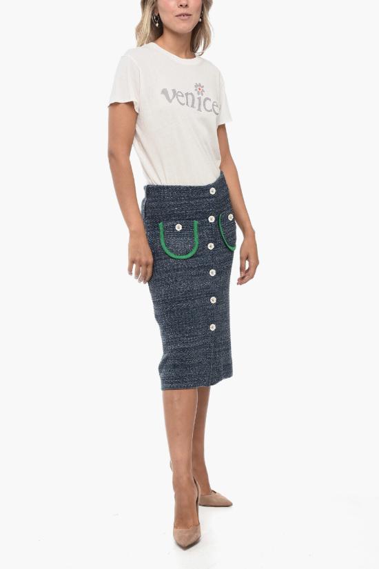  코르미오 롱 스커트 LUCIA BLUE W SILVER Blue - CORMIO