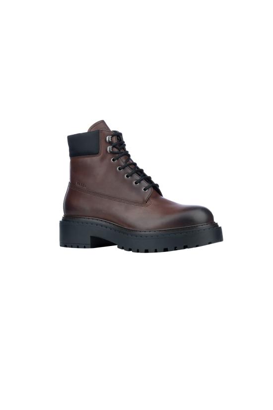 24FW 프라다 로고 레더 레이스업 부츠 2TE205FG0013G21 F0192 Ebano - PRADA