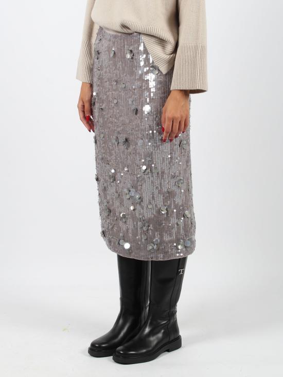 24FW 파로쉬 미디 스커트 D620654 GLOW 018 GRIGIO MELANGE CHIARO - PAROSH