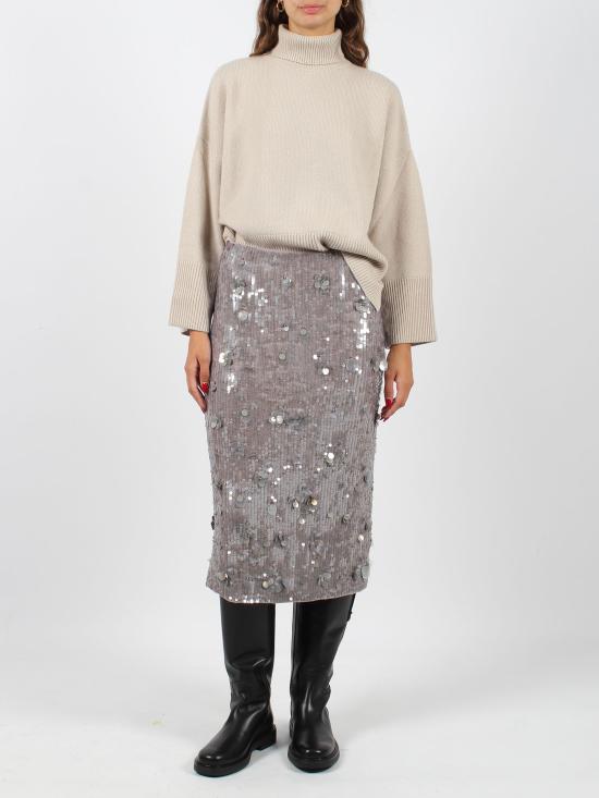 24FW 파로쉬 미디 스커트 D620654 GLOW 018 GRIGIO MELANGE CHIARO - PAROSH