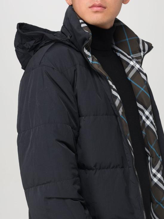 25FW 버버리 리버시블 체크 하이넥 나일론 숏패딩  8094937 Black - BURBERRY