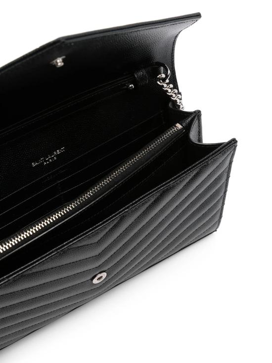 26FW 생로랑 그랑 드 뿌드르 엠보스드 레더 카산드라 마틀라세 체인 지갑 377828BOW02 1000 NERO - SAINT LAURENT