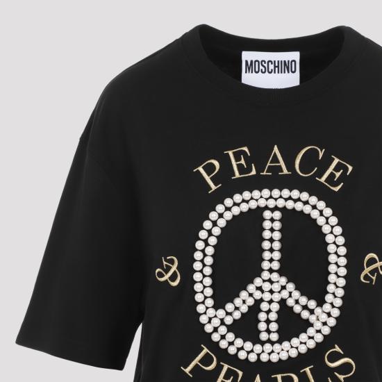 24FW 모스키노 반팔 티셔츠 242D0708 5442 Black - MOSCHINO