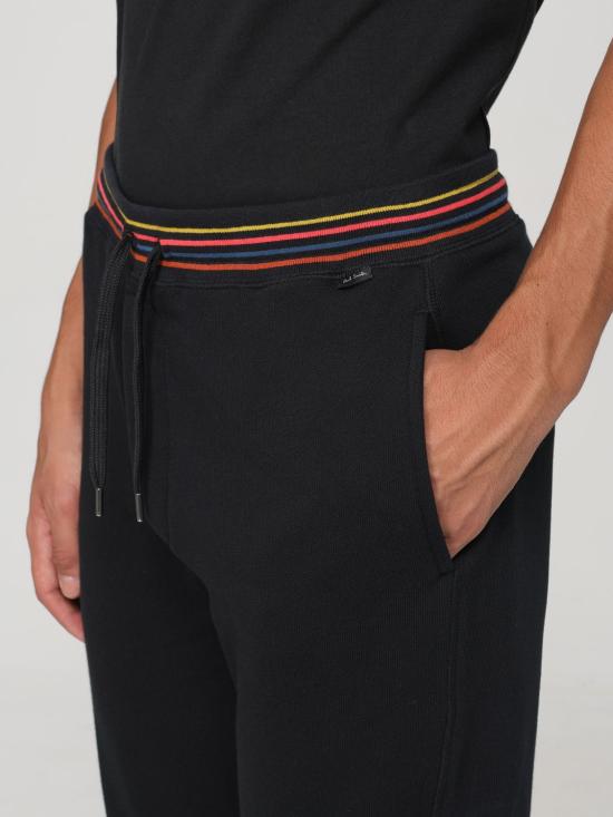 25FW 폴 스미스 아티스트 스트라이프 코튼 라운지 팬츠  M1A373MAU807 79 Black 1 - PAUL SMITH