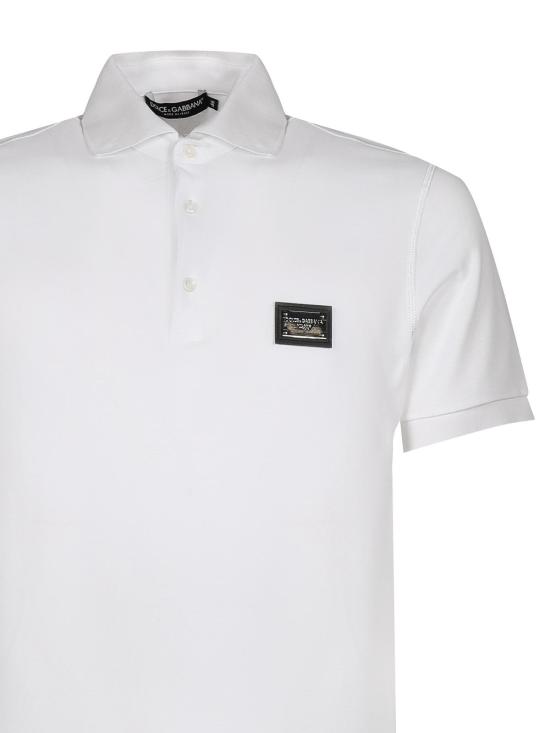  돌체앤가바나 로고 태그 코튼 폴로 셔츠 G8PL4TG7F2HW0800 White - DOLCE & GABBANA