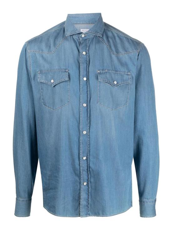  브루넬로 쿠치넬리 데님 셔츠 MR6834008CBT30 Light Blue