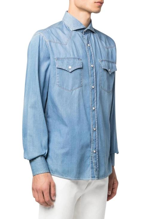  브루넬로 쿠치넬리 데님 셔츠 MR6834008CBT30 Light Blue - BRUNELLO CUCINELLI