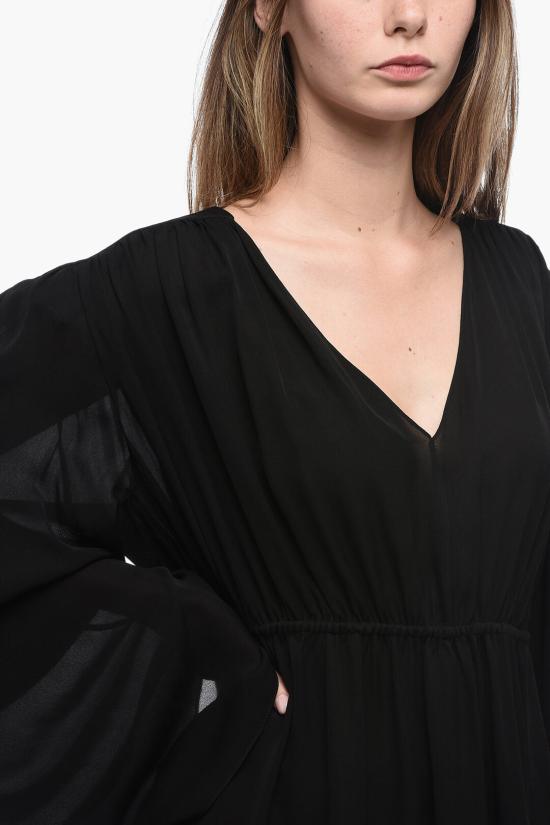  워드로브NYC 숏 원피스 W5035R13 BLACK GATHERED V NECK Black - WARDROBE.NYC