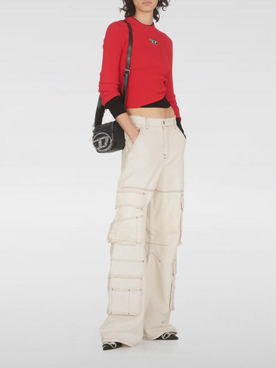 25FW 디젤 M-발라리 오발 D 립 니트 비스코스 블렌드 탑 A153280DLAX 42A Red - DIESEL