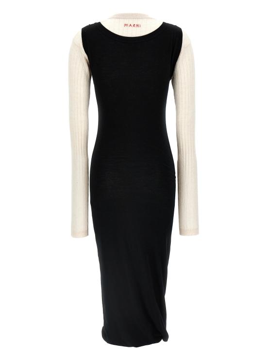 24FW 마르니 미디 원피스 ABMD0229Q0UFW531BIN99 White Black - MARNI