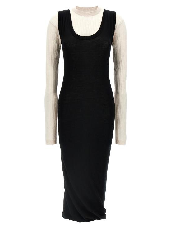 24FW 마르니 미디 원피스 ABMD0229Q0UFW531BIN99 White Black