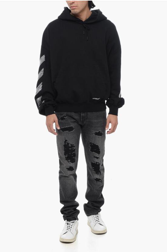  오프화이트 후드 티셔츠 OMBB110S23FLE0051001 Black - OFF WHITE