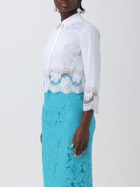 26SS 돌체앤가바나 레이스 인서트 크롭 포플린 셔츠 F5Q65TFUEEE W0800 White - DOLCE & GABBANA