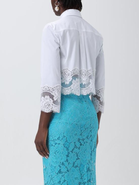 26SS 돌체앤가바나 레이스 인서트 크롭 포플린 셔츠 F5Q65TFUEEE W0800 White - DOLCE & GABBANA