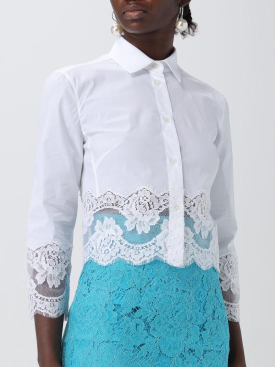 26SS 돌체앤가바나 레이스 인서트 크롭 포플린 셔츠 F5Q65TFUEEE W0800 White - DOLCE & GABBANA