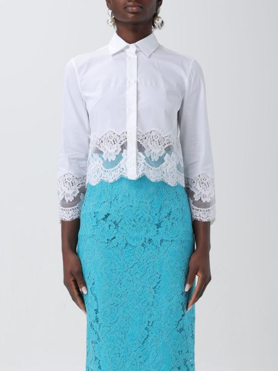 26SS 돌체앤가바나 레이스 인서트 크롭 포플린 셔츠 F5Q65TFUEEE W0800 White