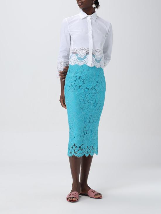 26SS 돌체앤가바나 레이스 인서트 크롭 포플린 셔츠 F5Q65TFUEEE W0800 White - DOLCE & GABBANA