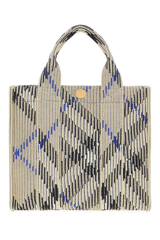  버버리 미니 체크 니트 토트 리첸 8090404 B9629 LICHEN - BURBERRY