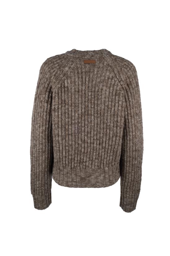 24FW 아미 가디건 UKC056KN0051 2008 DARK COFFEE LIGHT SAND - AMI