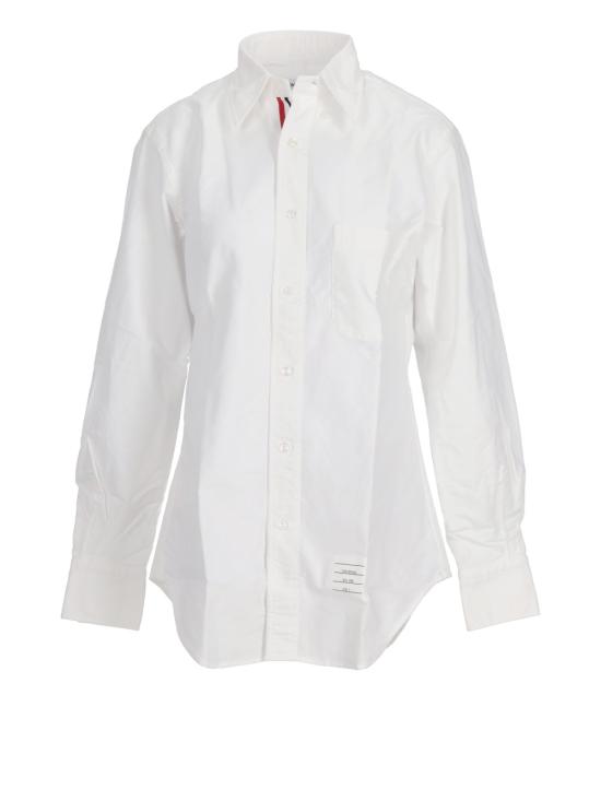 25SS 톰브라운 옥스포드 클래식 그로그랭 플래킷 셔츠 MWL010EF0313 100 WHITE - THOM BROWNE