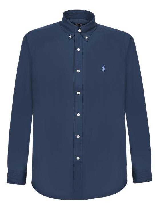 27FW 폴로 랄프로렌 커스텀 핏 코튼 포플린 포니 로고 셔츠 710928255 001 Blue