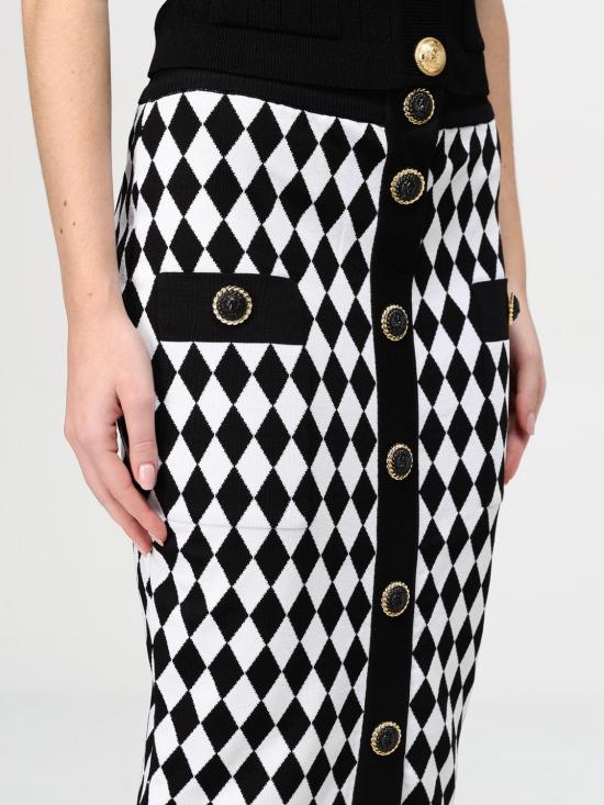 24FW 발망 롱 스커트 DF1LD070KG67 EAB Black - BALMAIN