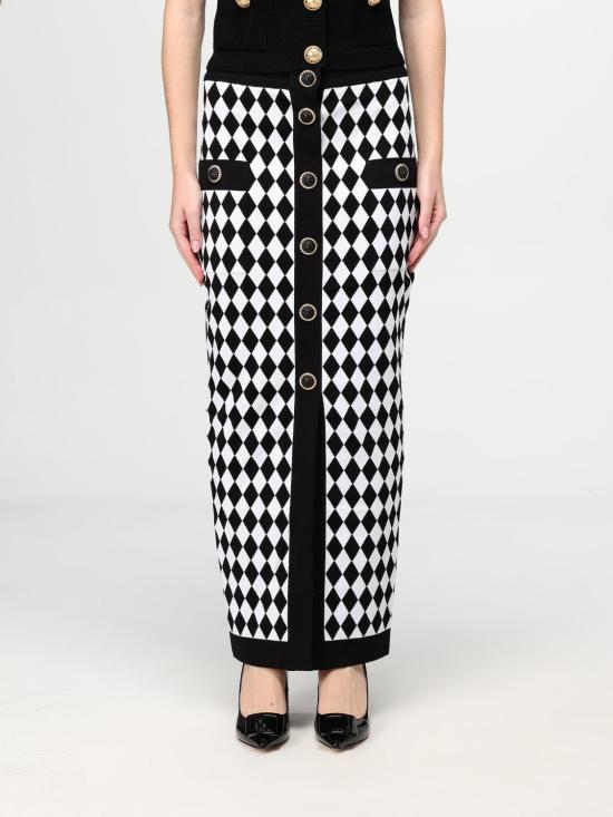 24FW 발망 롱 스커트 DF1LD070KG67 EAB Black