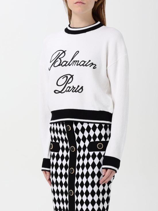 24FW 발망 스웨터 DF1KA002KG48 GAB White - BALMAIN