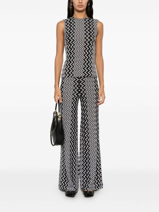  미소니 스트레이트 팬츠 DS24WI1EBR00ZS S91LG BLACK WHITE - MISSONI