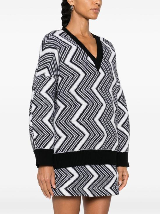  미소니 스웨터 DS24WN1QBK041L S91LR WHITE BLACK - MISSONI