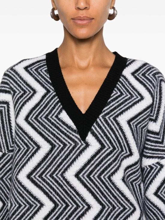  미소니 스웨터 DS24WN1QBK041L S91LR WHITE BLACK - MISSONI