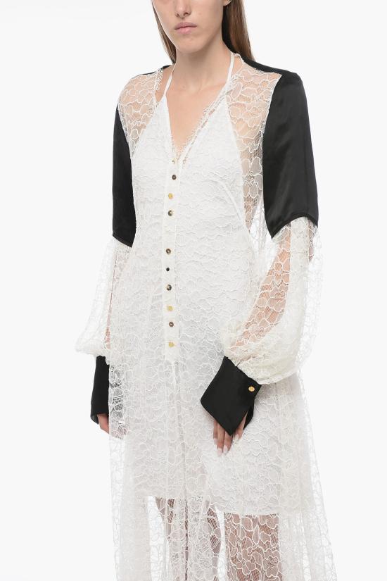  로에베 롱 원피스 D2296600FO 0 WHITE BLACK White - LOEWE