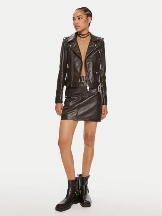 25SS 핑코 가죽 자켓 103897A21L M04 Marrone oltre buio - PINKO