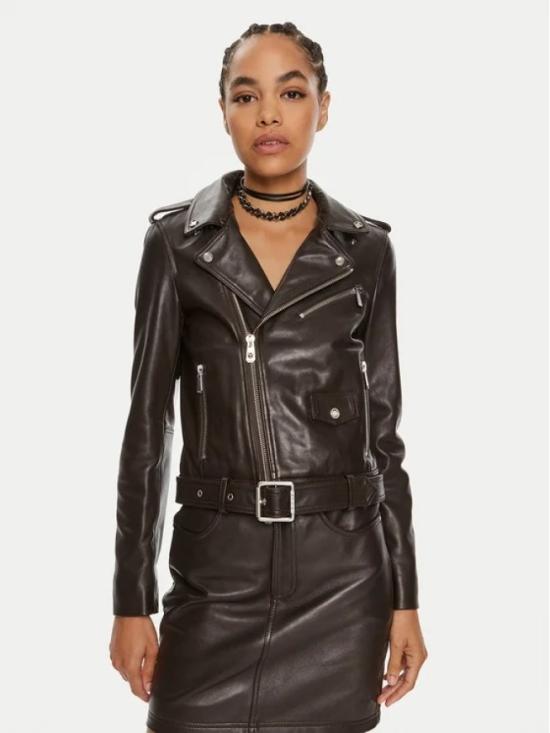 25SS 핑코 가죽 자켓 103897A21L M04 Marrone oltre buio - PINKO