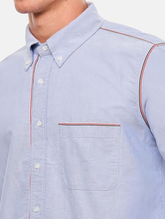 25FW 톰브라운 스트레이트 핏 롱슬리브 옥스포드 셔츠  MWL406AF0313 480 Blue - THOM BROWNE