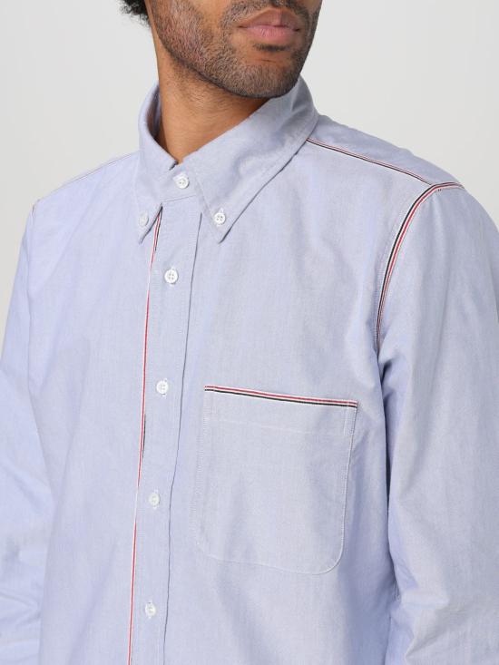 25FW 톰브라운 스트레이트 핏 롱슬리브 옥스포드 셔츠  MWL406AF0313 480 Blue - THOM BROWNE